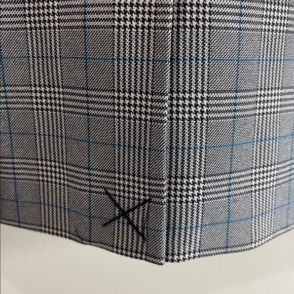 Steve Madden NWOT Plaid Blazer Padded Shoulders Black White Blue Loose Fit XL - Picture 10 of 13